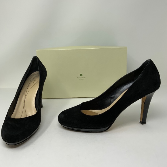 Kate Spade Kendra Black Suede Leather Round Toe Platform High Heels Shoes 9M - Picture 1 of 8